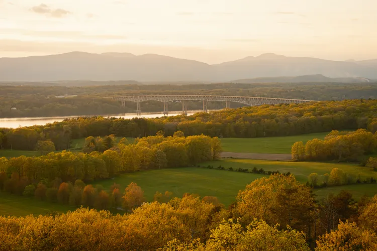 Sunset over the landscape around Rhinebeck, New York.